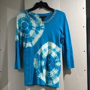 Inc  tye dye-sweater with rhinestones.